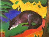 Blue Canvas Paintings - Blue Black Fox